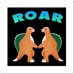 Cute Dinosaur Backtoschool Quote Roar Heart blue green Posters and Art